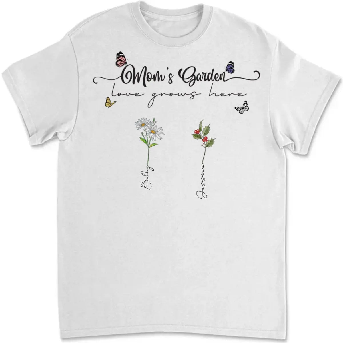 Mother - Mother's Garden Love Grows Here - Personalized Unisex T-shirt (LH) Shirts & Tops The Next Custom Gift