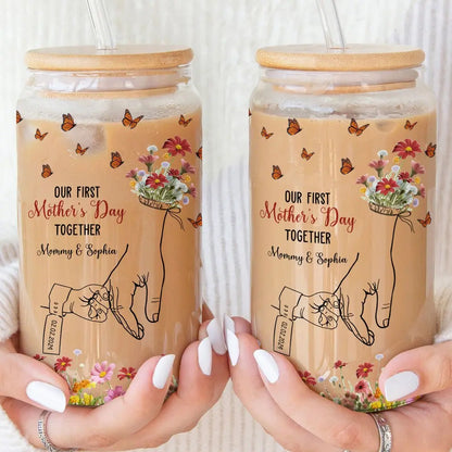 Mother - Our First Mother's Day Together - Personalized Clear Glass Can (HJ) Glass Can The Next Custom Gift