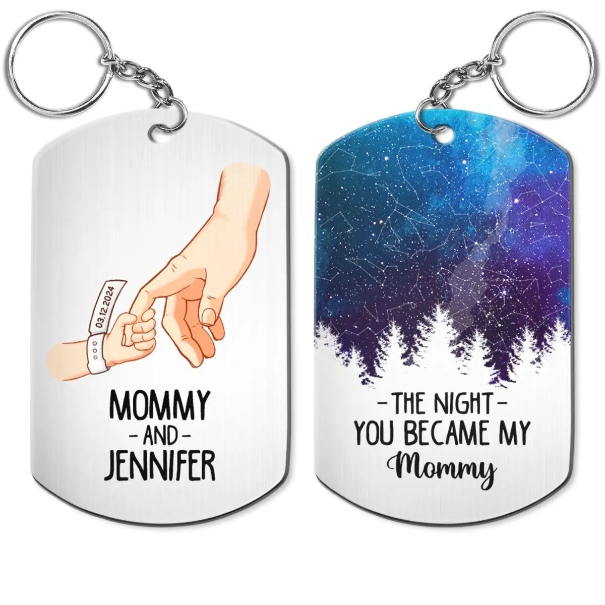 Mother - Star Map The Night You Became My Mommy - Personalized Aluminum Keychain (HJ) Keychain The Next Custom Gift