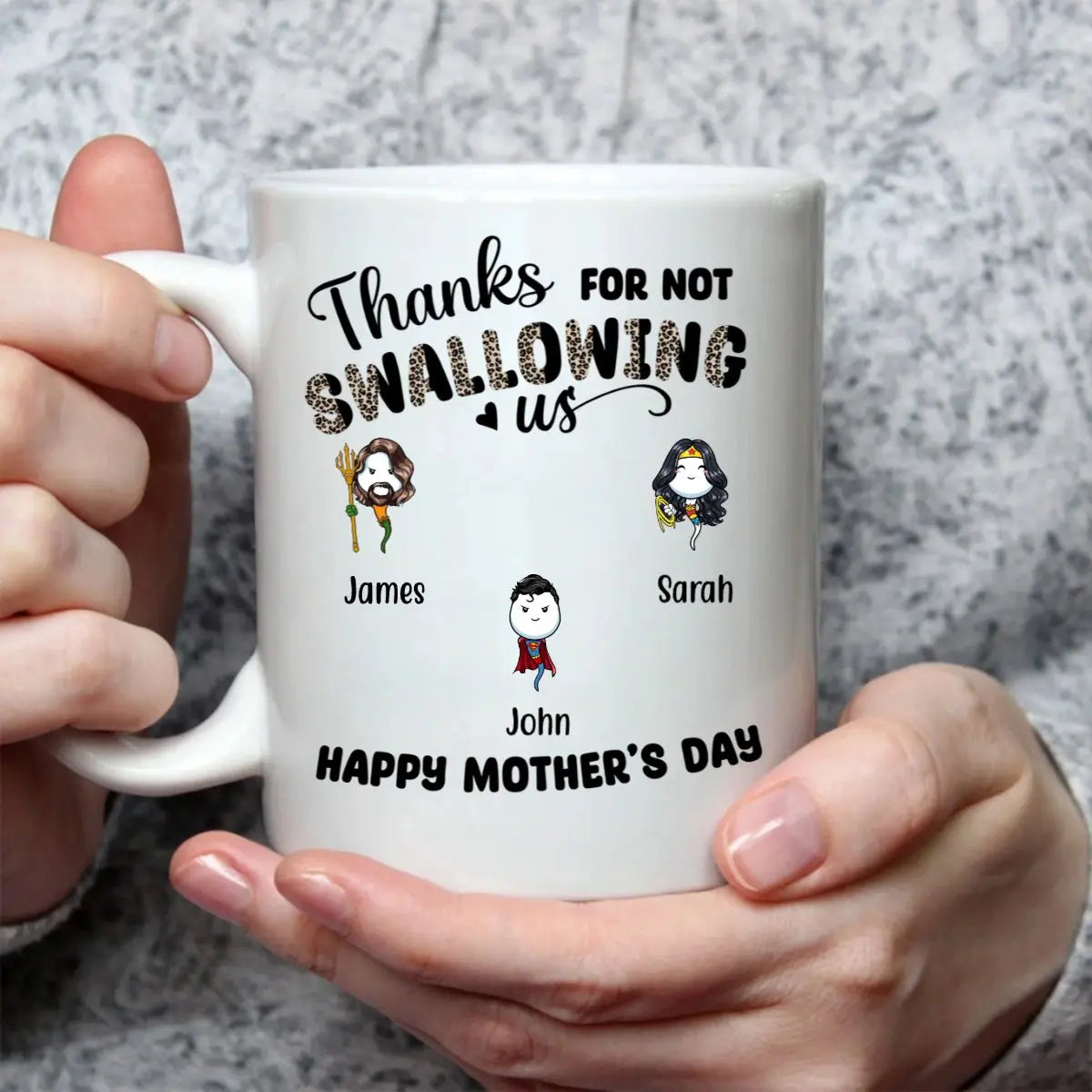 Mother - Thanks For Not Swallowing Us - Personalized Photo Mug (AB)  The Next Custom Gift