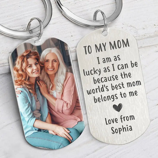 Mother - The World's Best Mom Belongs To Me - Personalized Keychain (HJ) Keychain The Next Custom Gift