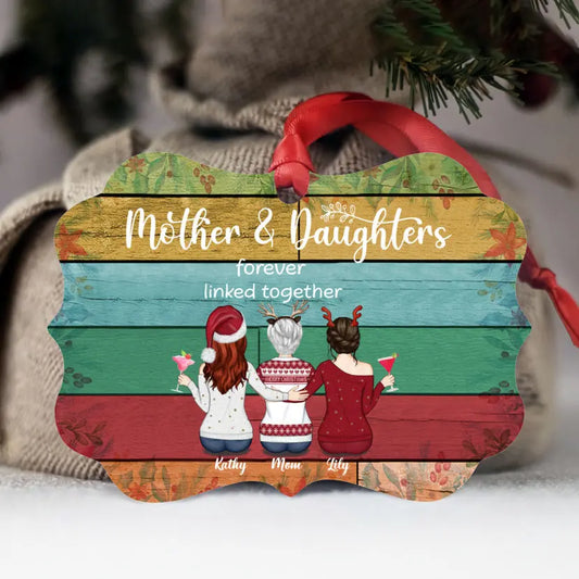 Mother and Daughter - Ornament - Mother & Daughters Forever Linked Together (N) - Personalized Ornament ornament The Next Custom Gift