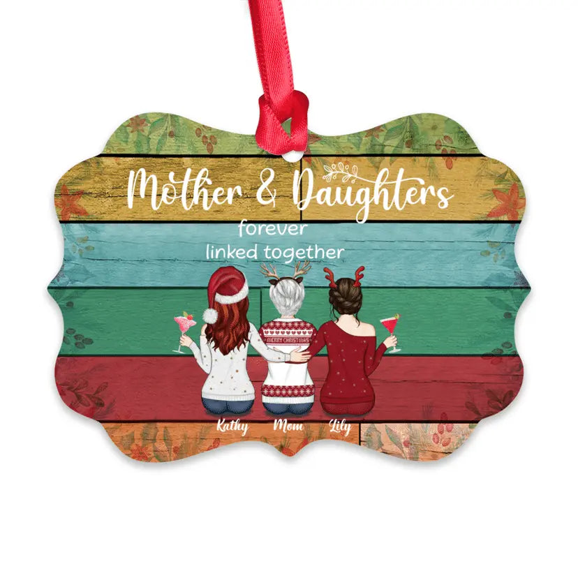 Mother and Daughter - Ornament - Mother & Daughters Forever Linked Together (N) - Personalized Ornament ornament The Next Custom Gift