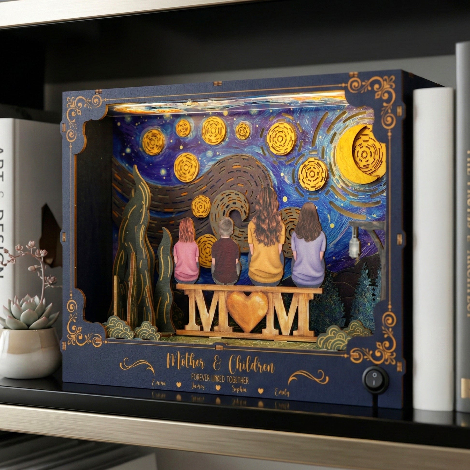 Mother & Children Forever Linked Together Mother's Day Gift - Personalized DIY Book Nook Kit