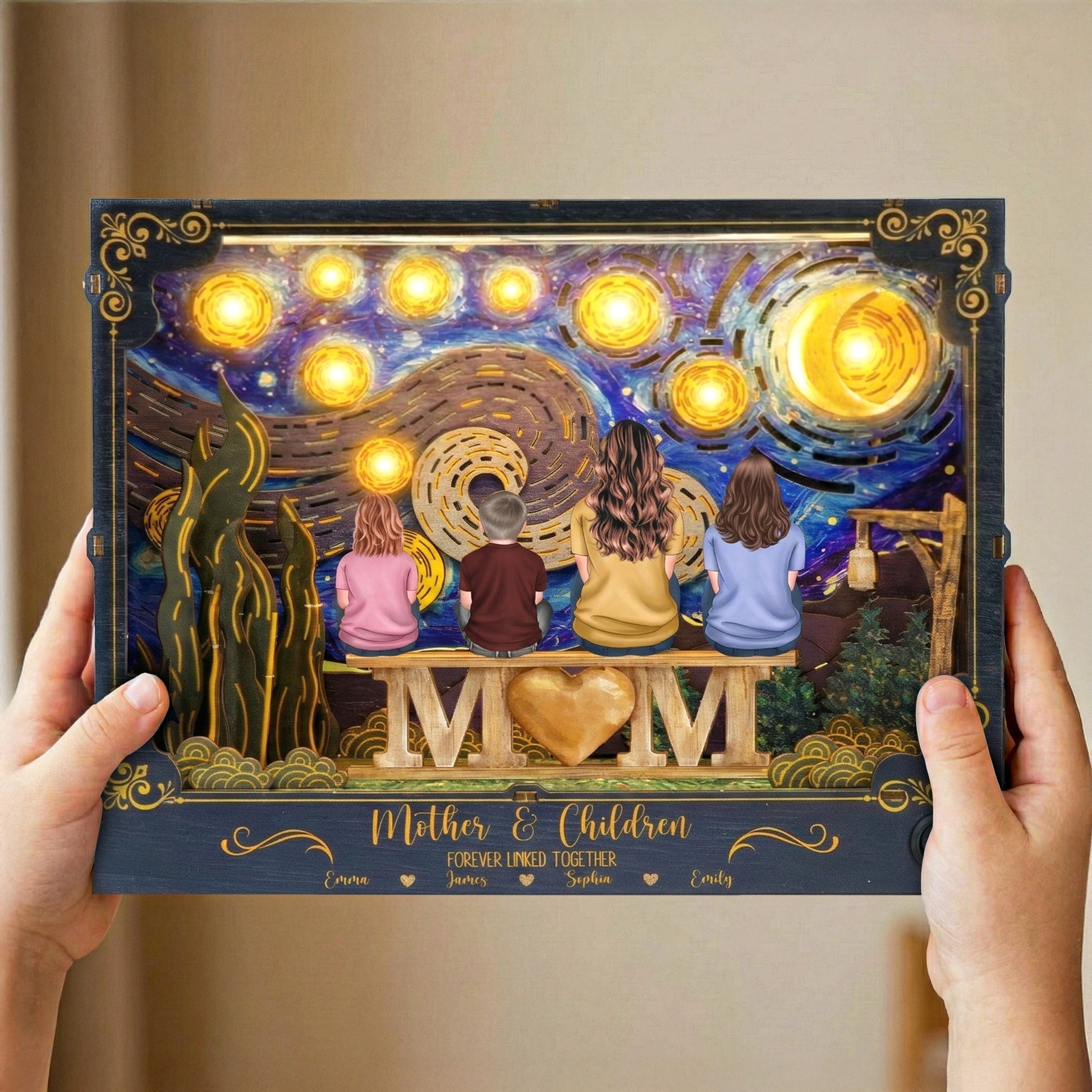 Mother & Children Forever Linked Together Mother's Day Gift - Personalized DIY Book Nook Kit