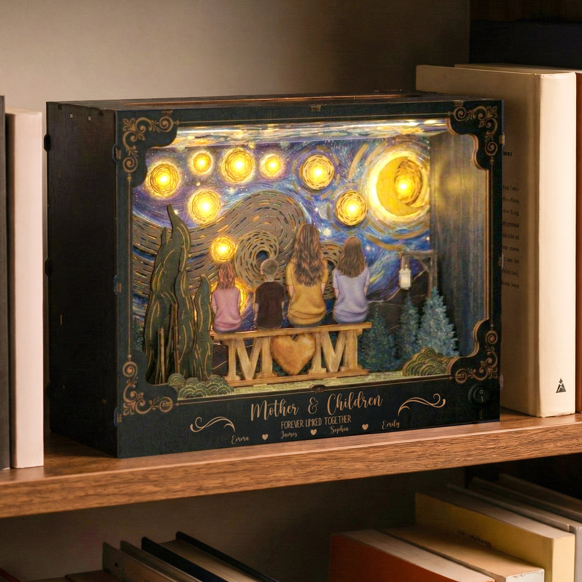 Mother & Children Forever Linked Together Mother's Day Gift - Personalized DIY Book Nook Kit
