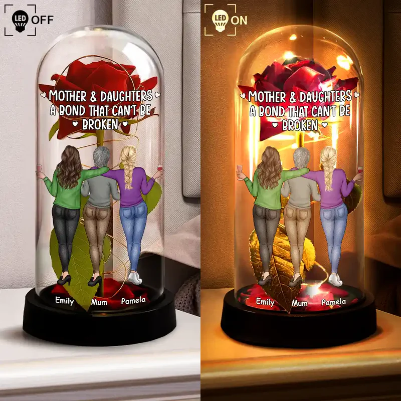 Mother & Daughter A Bond That Can't Be Broken - Personalized Everlasting Rose Dome Lamp