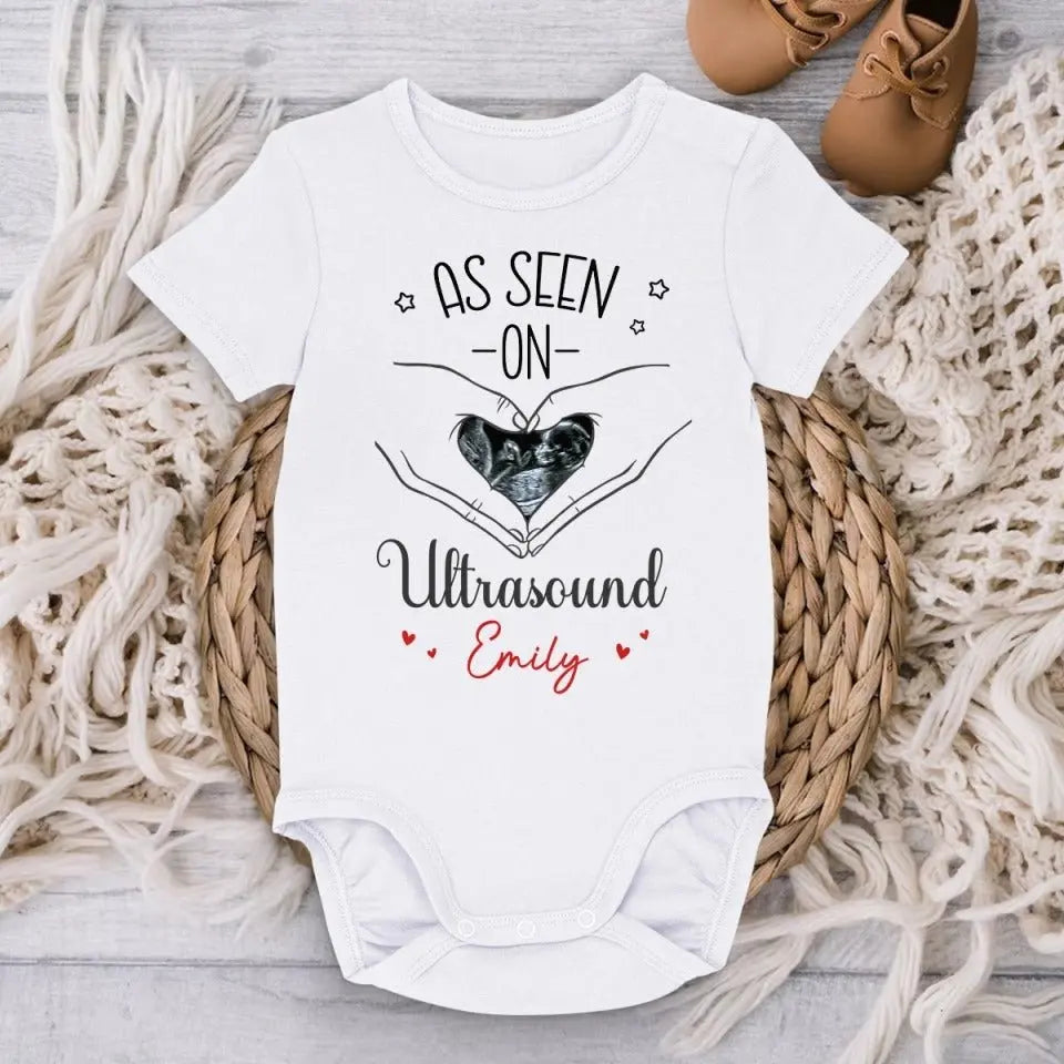 Mother's Day - As Seen On Ultrasound - Personalized Upload Photo Baby Onesie