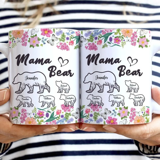 Mother's Day - Floral Mama Bear - Personalized Mug Mug The Next Custom Gift