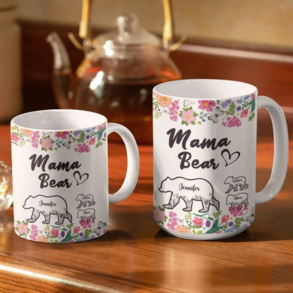 Mother's Day - Floral Mama Bear - Personalized Mug Mug The Next Custom Gift