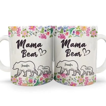 Mother's Day - Floral Mama Bear - Personalized Mug Mug The Next Custom Gift