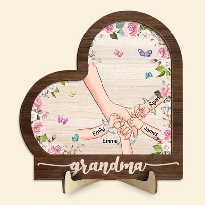 Mother's Day - Grandma Holding Hand With Grandkids - Personalized Wooden Plaque Wooden Plaque The Next Custom Gift