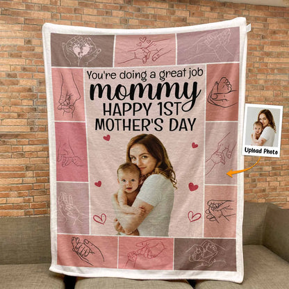 Mother's Day - Happy 1St Mother's Day - Personalized Photo Blanket (LH) The Next Custom Gift