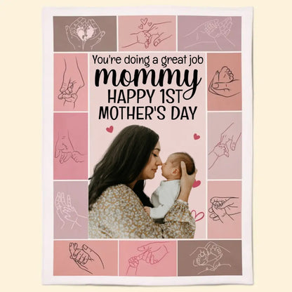 Mother's Day - Happy 1St Mother's Day - Personalized Photo Blanket (LH) The Next Custom Gift