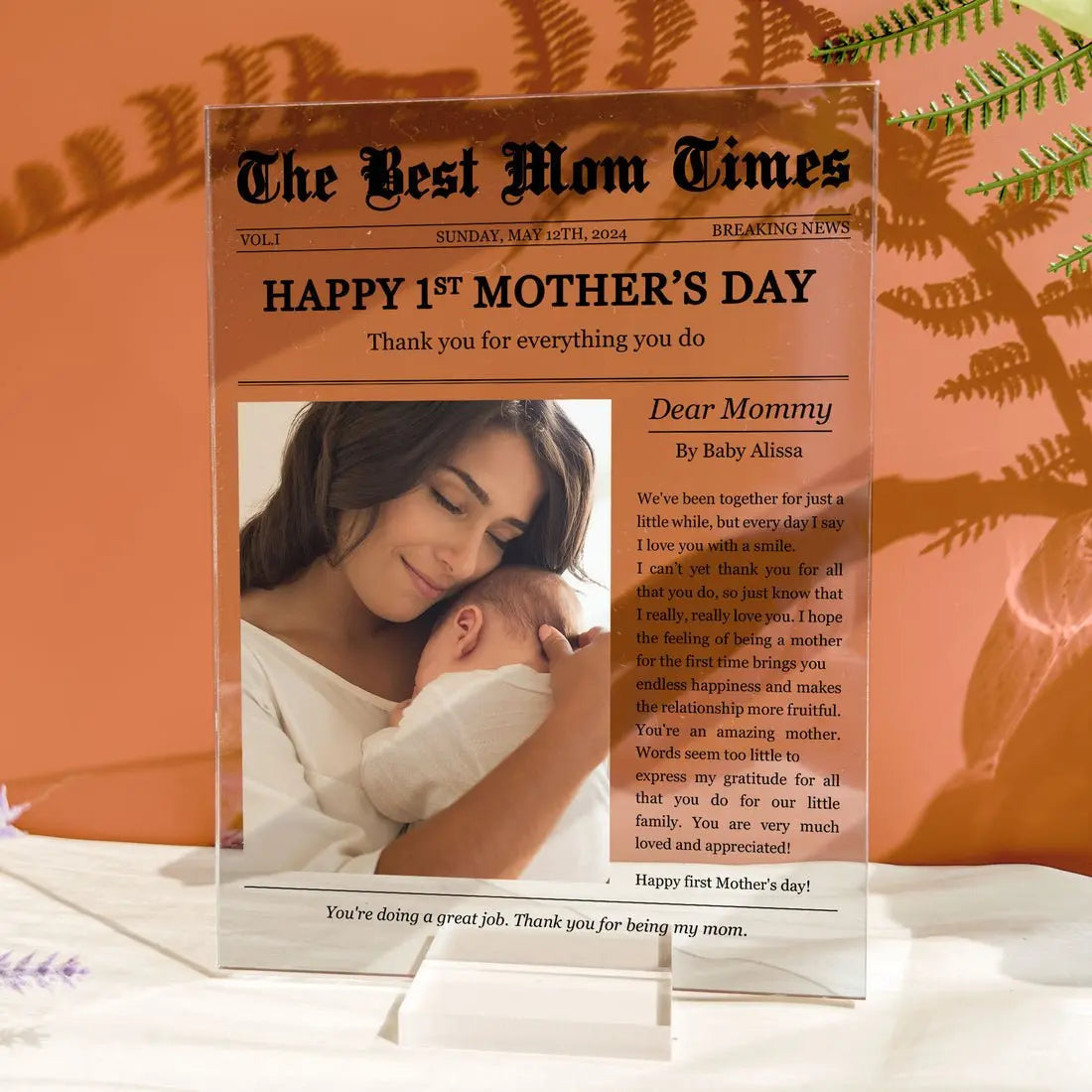 Mother's Day - Happy 1st Mother's Day Thank You For Everything - Personalized Upload Photo Acrylic Plaque Acrylic Plaque The Next Custom Gift