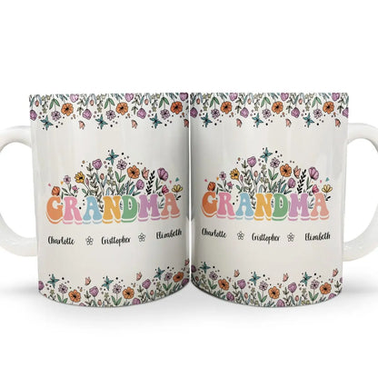 Mother's Day - Mom Grandma Floral - Personalized White Mug Mug The Next Custom Gift