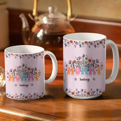 Mother's Day - Mom Grandma Floral - Personalized White Mug Mug The Next Custom Gift