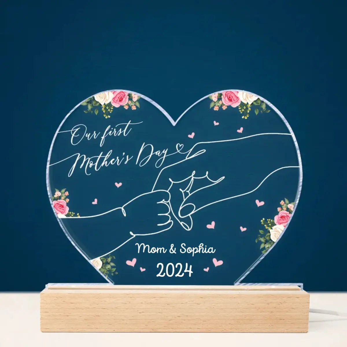 Mother's Day - Our First Mother's Day Holding Mom's Hand - Personalized LED Light (TL) LED Night Light The Next Custom Gift