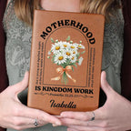 Motherhood Is Kingdom Work - Personalized Leather Journal