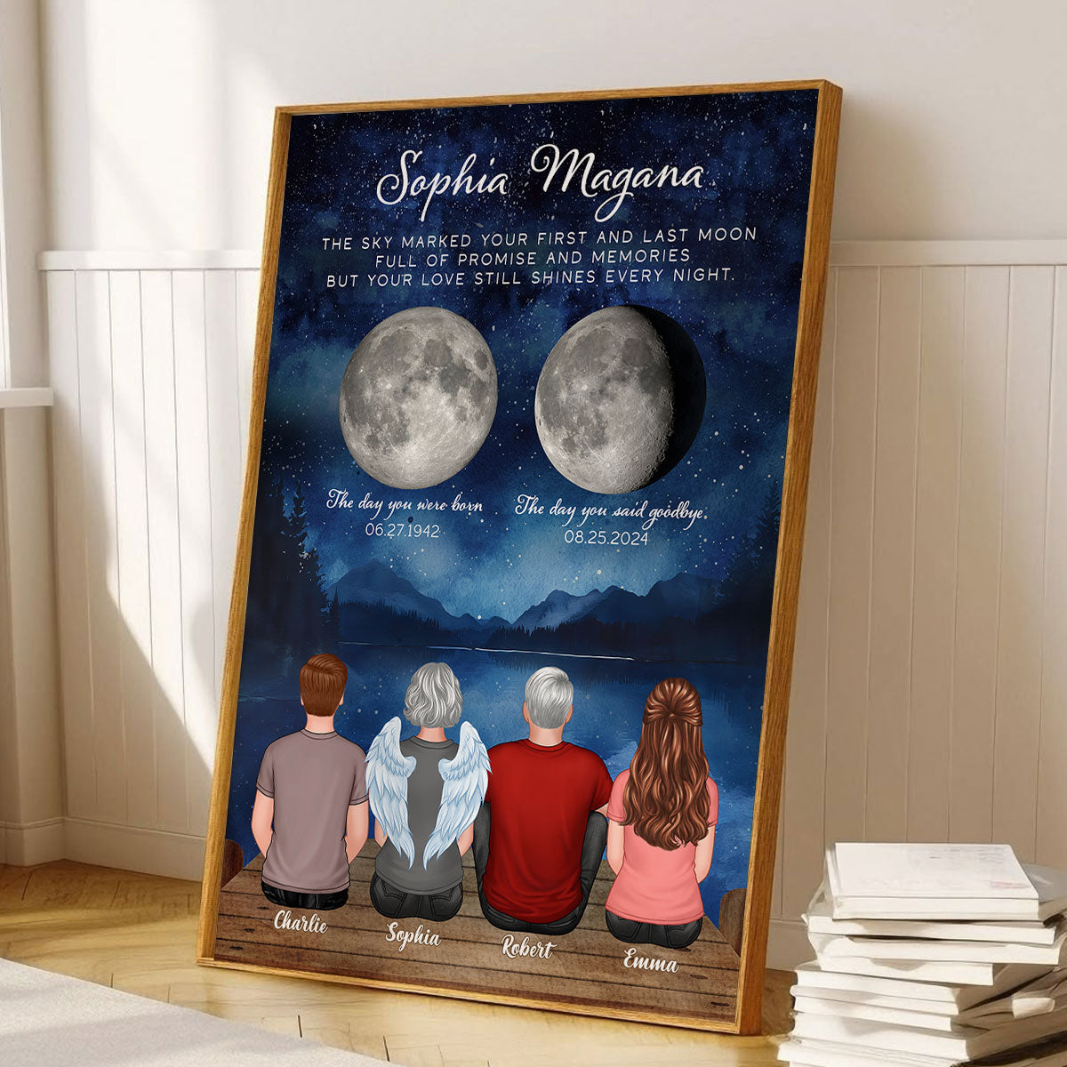 The Moon Marked Your Arrival & Farewell Memorial Gift Family Member Moon Phase Personalized Poster