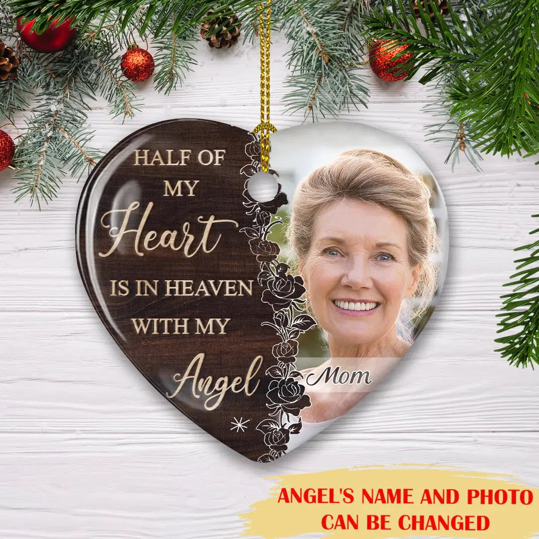 My Angel In Heaven - Personalized Custom Heart Ceramic Ornament ornament The Next Custom Gift