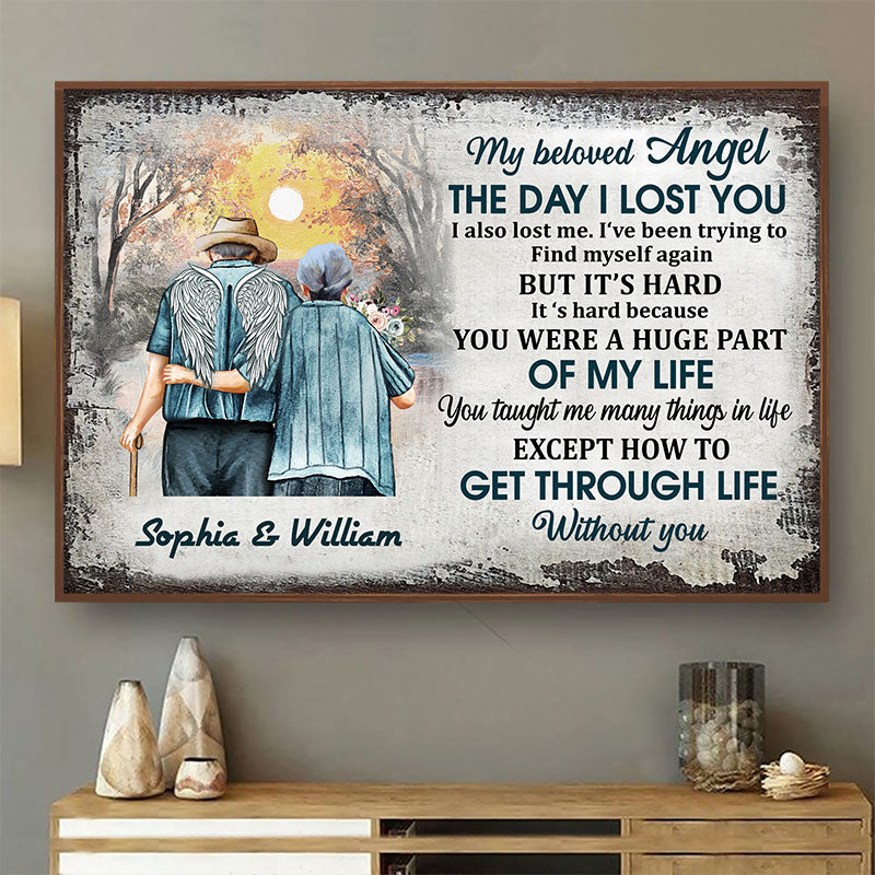 My Beloved Angel Widow Old Couple - Memorial Gift - Personalized Custom Poster