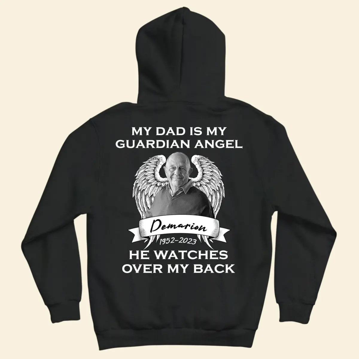 My Dad Is My Guardian Angel - Personalized Photo Back Printed Shirt T-Shirt The Next Custom Gift