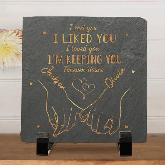 My Heart Is Perfect Because You Are Inside - Couple Personalized Custom Square Shaped Stone With Stand - Gift For Husband Wife, Anniversary STONE The Next Custom Gift