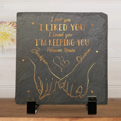 My Heart Is Perfect Because You Are Inside - Couple Personalized Custom Square Shaped Stone With Stand - Gift For Husband Wife, Anniversary STONE The Next Custom Gift