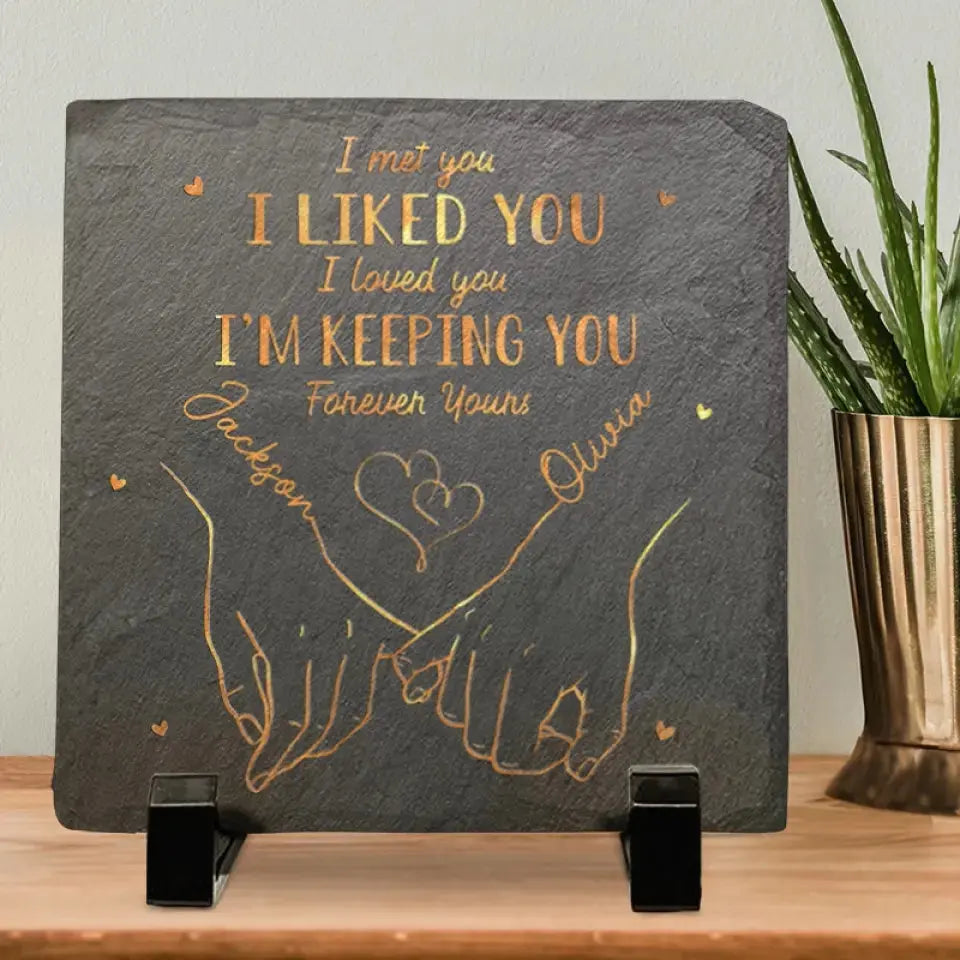 My Heart Is Perfect Because You Are Inside - Couple Personalized Custom Square Shaped Stone With Stand - Gift For Husband Wife, Anniversary STONE The Next Custom Gift