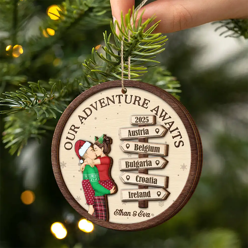 My Favorite Adventure Partner Couple - Personalized Wooden Ornament