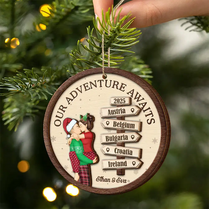 My Favorite Adventure Partner Couple - Personalized Wooden Ornament