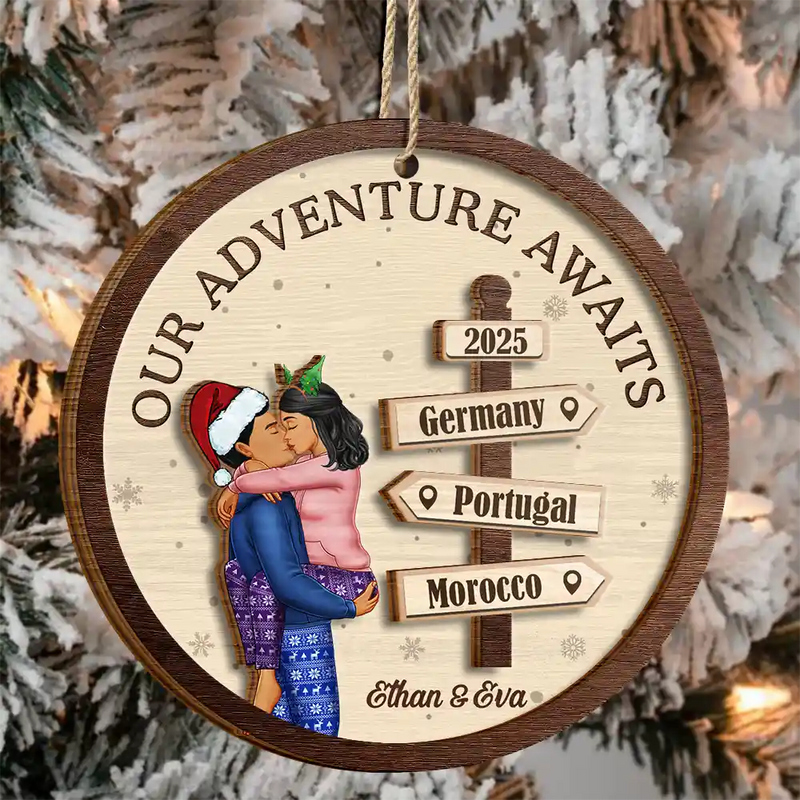 My Favorite Adventure Partner Couple - Personalized Wooden Ornament