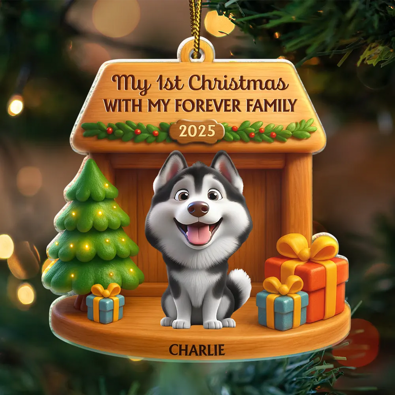 My First Christmas With My Forever Family - Personalized Custom Shaped Acrylic Ornament