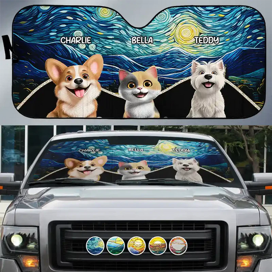 My Fluffy Heroes Are Watching Over - Personalized Auto Sunshade