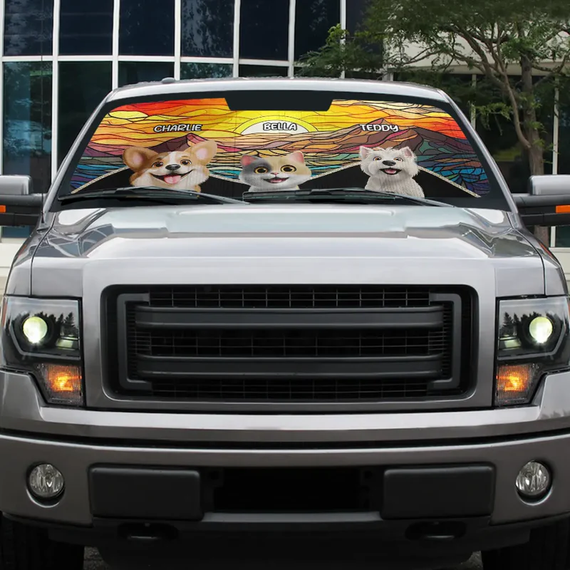 My Fluffy Heroes Are Watching Over - Personalized Auto Sunshade