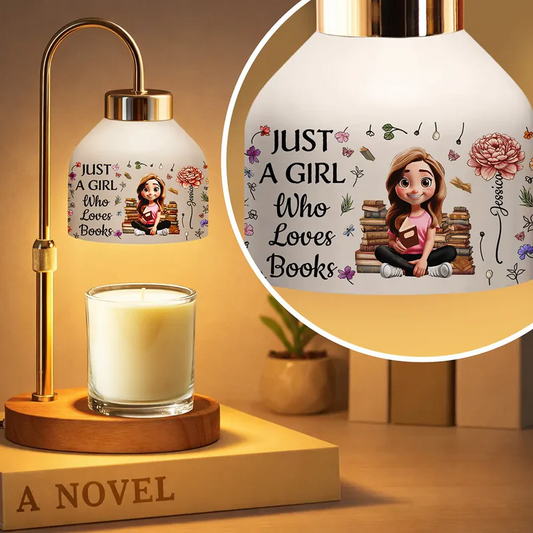 My Reading Pillow Reading Girl With Birth Month Flower - Personalized Candle Warmer Lamp