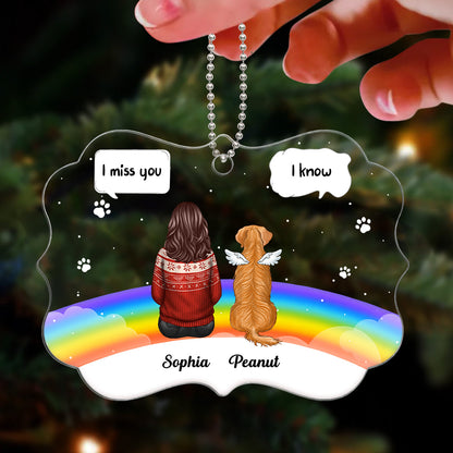 Dog Cat Memorial Rainbow Bridge Remembrance Keepsake Personalized Acrylic Ornament