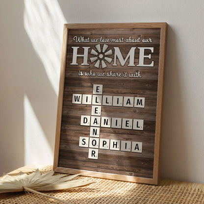 Home Is Who We Share Love With Crosswords Puzzle Art Personalized Poster