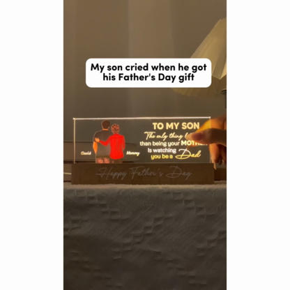 From Mom To Son Personalized LED Night Light, Heartfelt Gift For Son