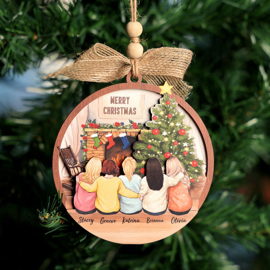 Personalized 3D Best Friends Wooden Ornament - Christmas Gifts For Besties, Friends, Sister