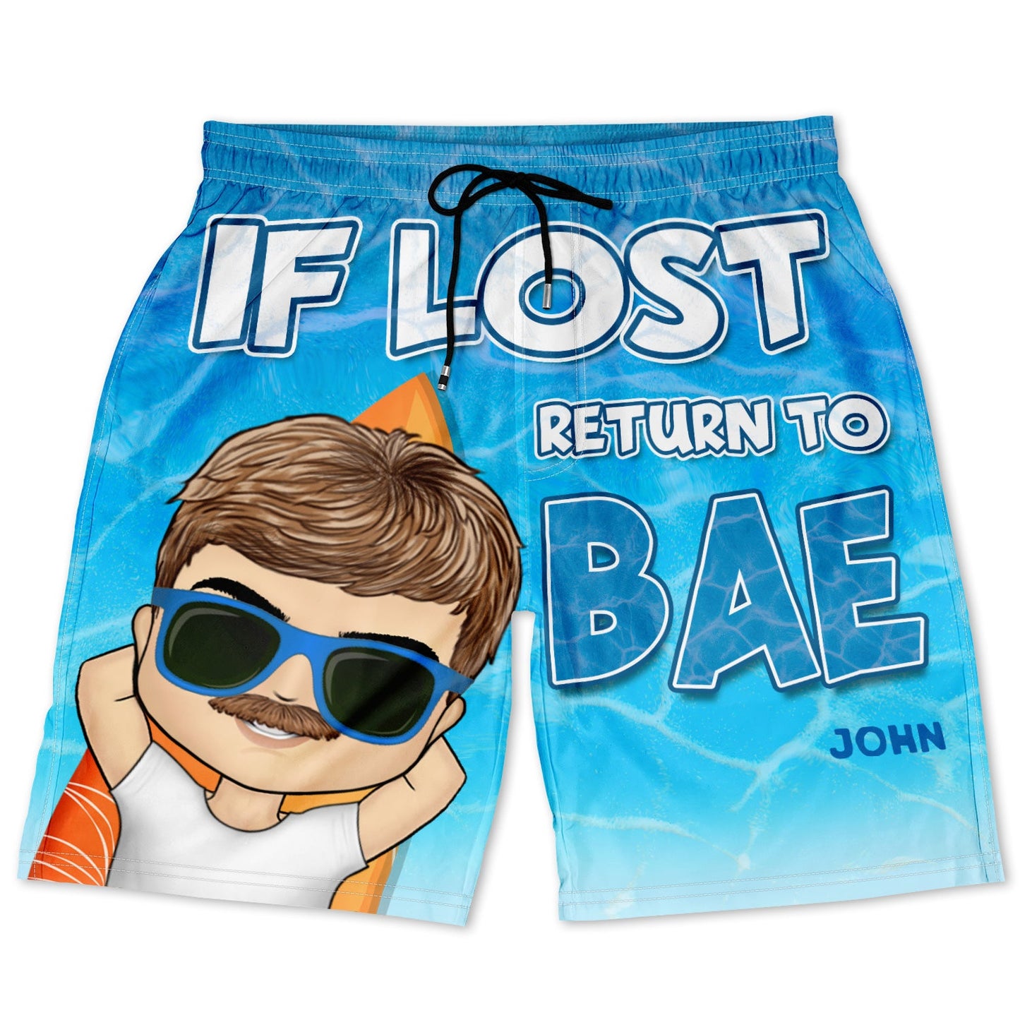 If Lost Return To Bae Summer Beach Vibe - Gift For Spouse, Lover, Husband, Wife, Boyfriend, Girlfriend - Personalized Custom Couple Beach Shorts