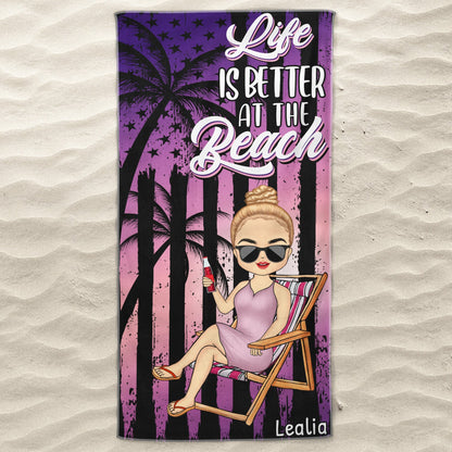 Salty Lil' Beach - Birthday, Summer Gift For Him, Her, Yourself, Girlfriend, Boyfriend, BFF Best Friends, Traveling Lovers - Personalized Custom Beach Towel