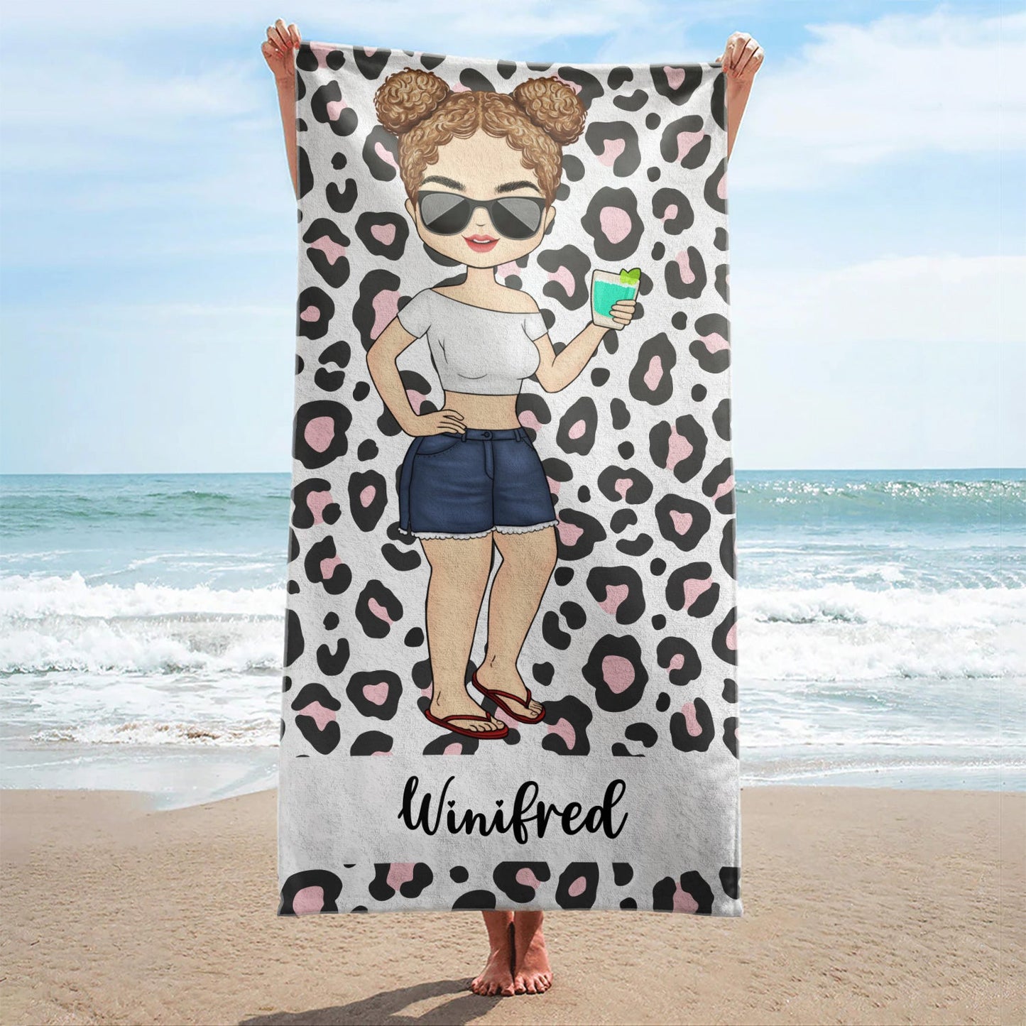 Sea Ocean Pool Animal Print Style - Birthday, Summer Gift For Him, Her, Yourself, Girlfriend, Boyfriend, BFF Best Friends, Traveling Lovers - Personalized Custom Beach Towel