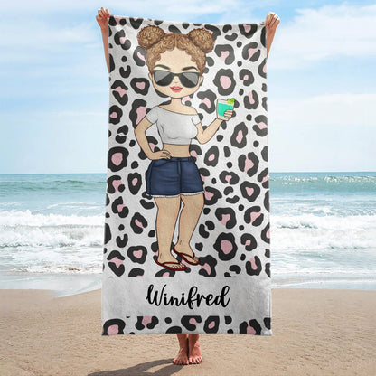 Sea Ocean Pool Animal Print Style - Birthday, Summer Gift For Him, Her, Yourself, Girlfriend, Boyfriend, BFF Best Friends, Traveling Lovers - Personalized Custom Beach Towel