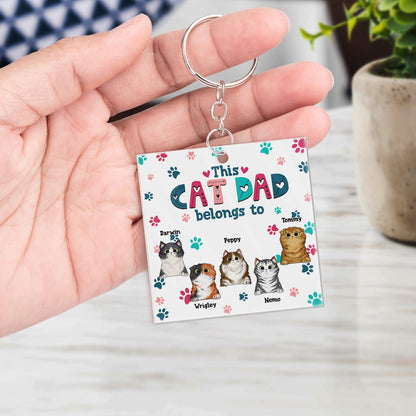 Cat Mom Cat Dad Cute Colorful Paw Prints - Birthday Gift For Pet Lovers - Personalized Custom Acrylic Keychain