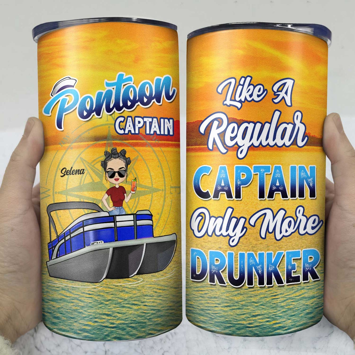 Boating Pontoon Captain - Birthday, Traveling, Cruising Gift For Pontooning Lovers, Beach Lovers, Travelers - Personalized Custom 4 In 1 Can Cooler Tumbler