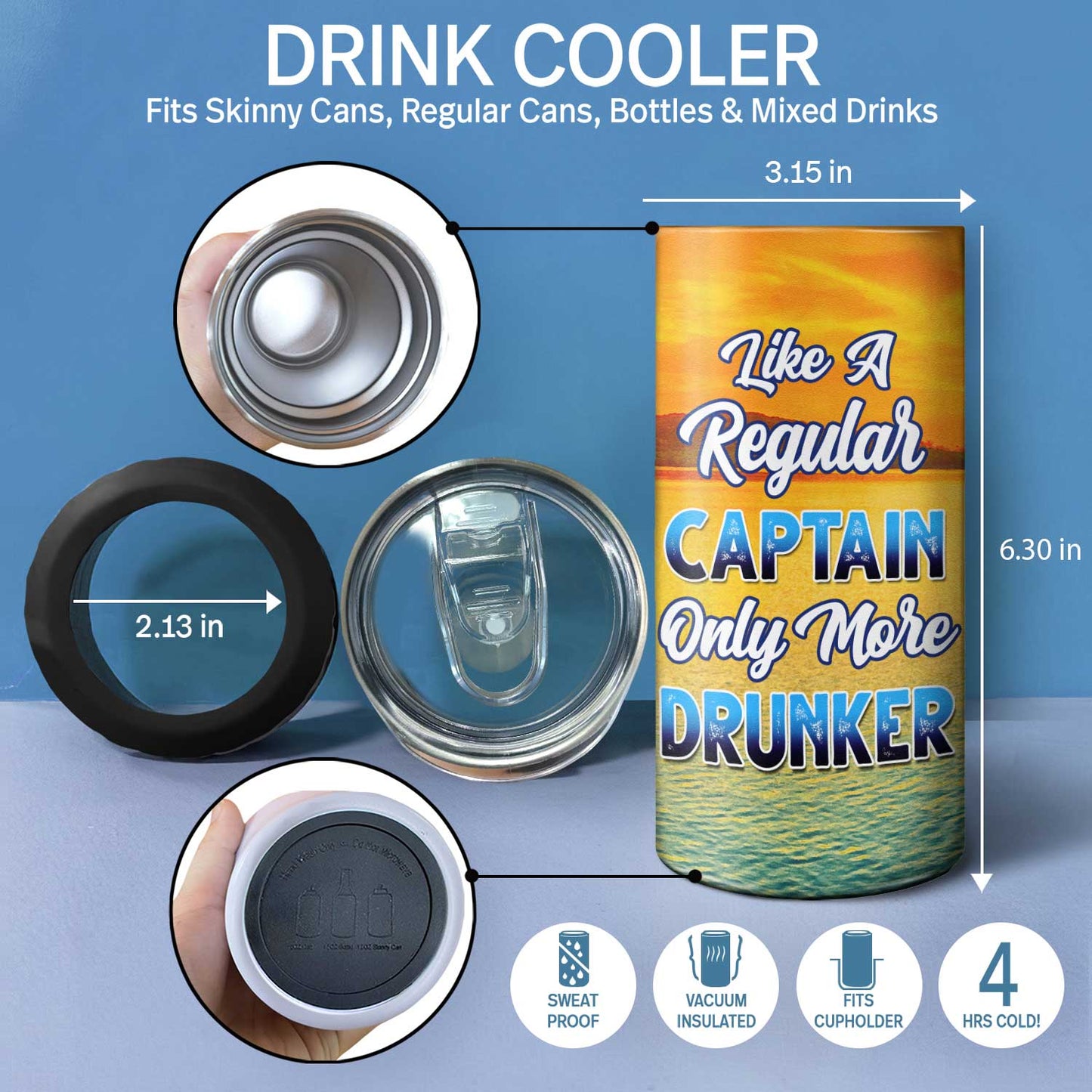 Boating Pontoon Captain - Birthday, Traveling, Cruising Gift For Pontooning Lovers, Beach Lovers, Travelers - Personalized Custom 4 In 1 Can Cooler Tumbler