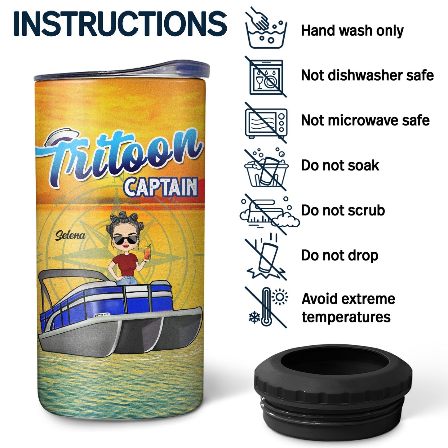 Boating Pontoon Captain - Birthday, Traveling, Cruising Gift For Pontooning Lovers, Beach Lovers, Travelers - Personalized Custom 4 In 1 Can Cooler Tumbler