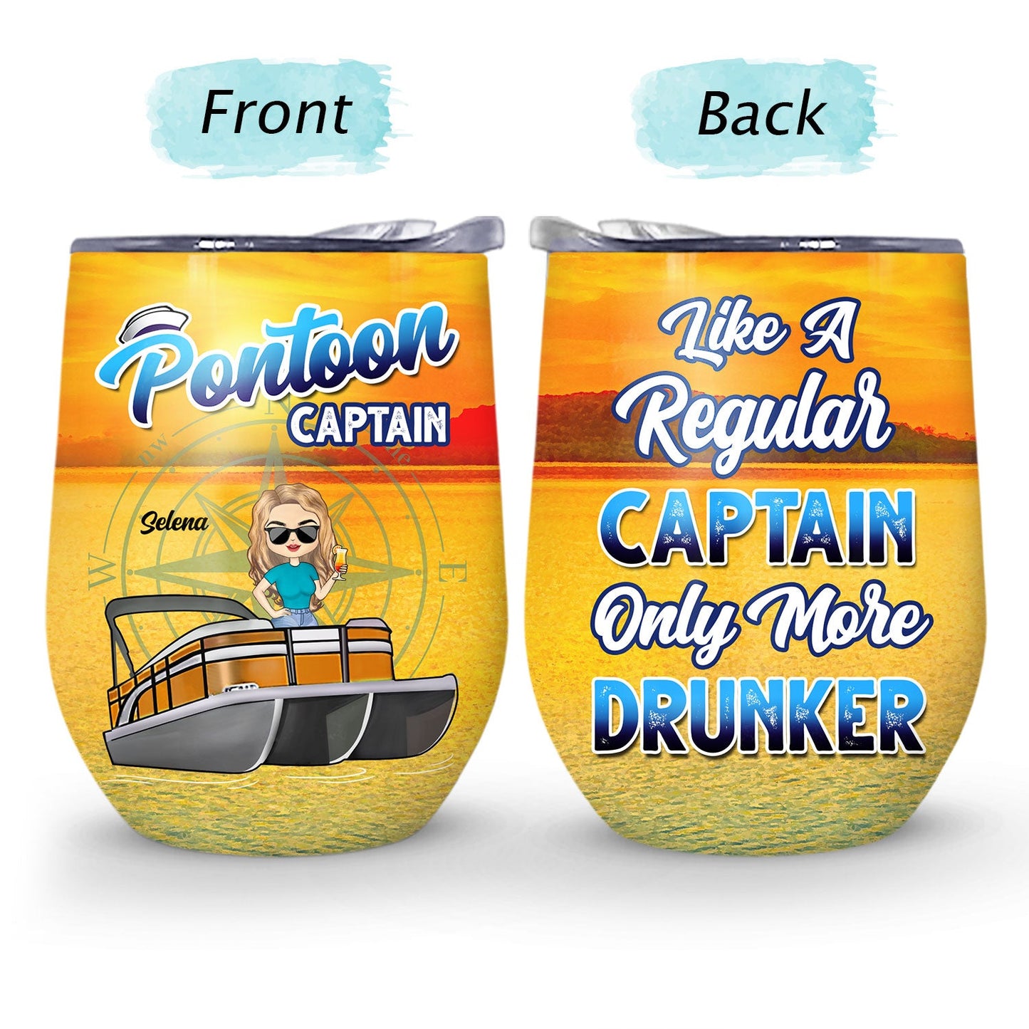 Boating Pontoon Captain - Birthday, Traveling, Cruising Gift For Pontooning Lovers, Beach Lovers, Travelers - Personalized Custom Wine Tumbler